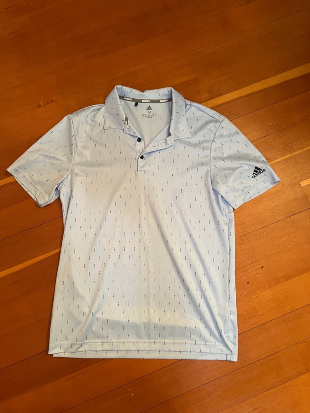 adidas Men’s Pale Blue Polo with Micro Dot Print